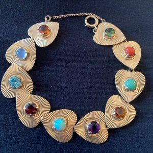 Antique 14KT Gold Multi-Colored Gemstone Bracelet